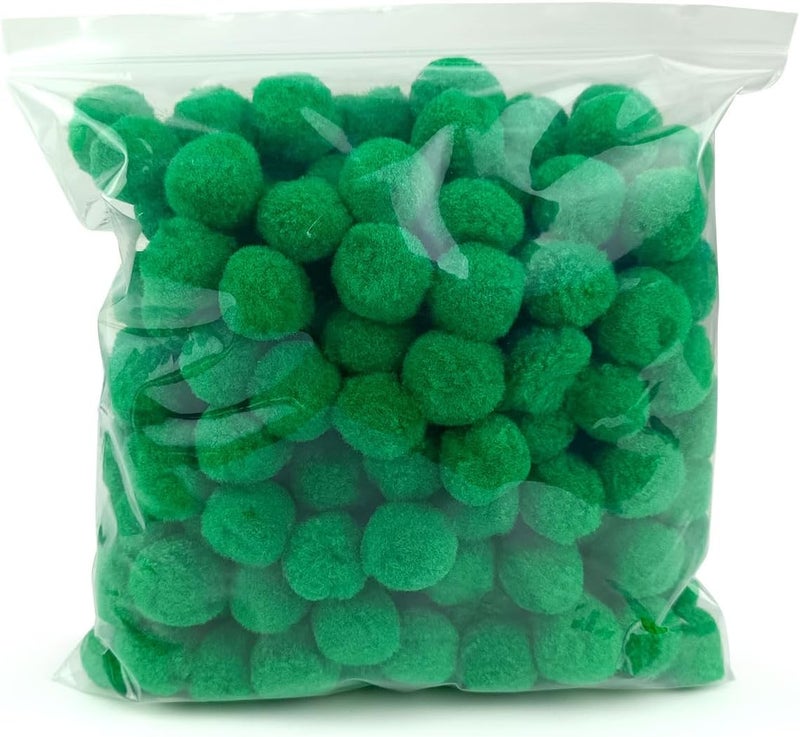 FKEYTO 200 Pieces Pom Poms, 1 Inch Craft Pom Poms, Fuzzy Pompom Puff Balls for DIY Arts, Crafts Projects, Home Decorations (Green) - Image 1